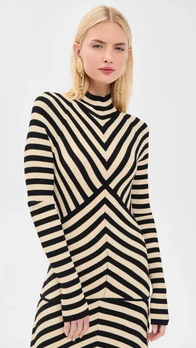 Zimmermann Valiant Deco Stripe Sweater Black/Cream | Thumbnail 2 Zimmermann Valiant Deco Stripe Sweater Black/Cream | Thumbnail 2