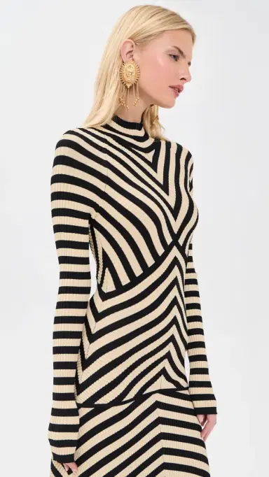 Zimmermann Valiant Deco Stripe Sweater Black/Cream | Thumbnail 4 Zimmermann Valiant Deco Stripe Sweater Black/Cream | Thumbnail 4