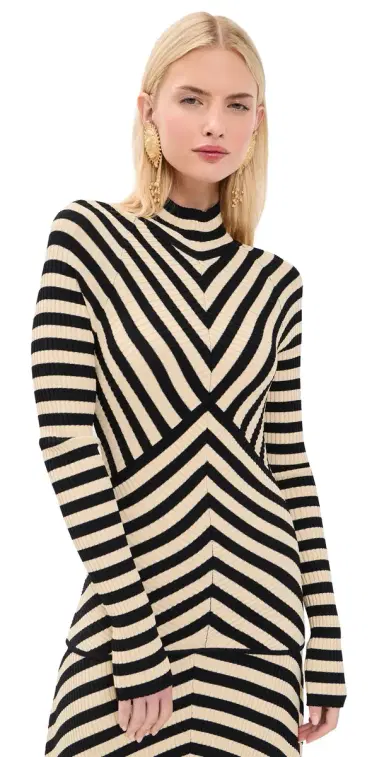 Zimmermann Valiant Deco Stripe Sweater Black/Cream | Thumbnail 1 Zimmermann Valiant Deco Stripe Sweater Black/Cream | Thumbnail 1