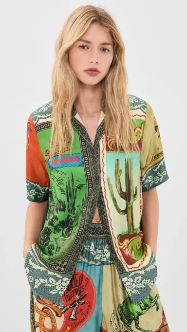 ALÉMAIS Ace Silk Button Down Shirt Multi | Thumbnail 2 ALÉMAIS Ace Silk Button Down Shirt Multi | Thumbnail 2