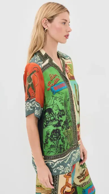 ALÉMAIS Ace Silk Button Down Shirt Multi | Thumbnail 4 ALÉMAIS Ace Silk Button Down Shirt Multi | Thumbnail 4