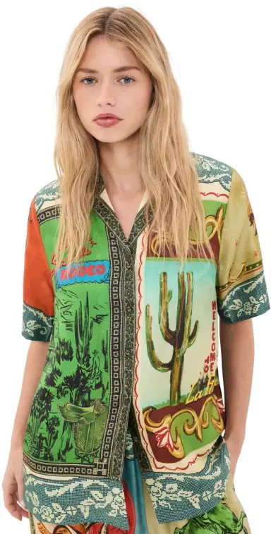 ALÉMAIS Ace Silk Button Down Shirt Multi | Thumbnail 1 ALÉMAIS Ace Silk Button Down Shirt Multi | Thumbnail 1