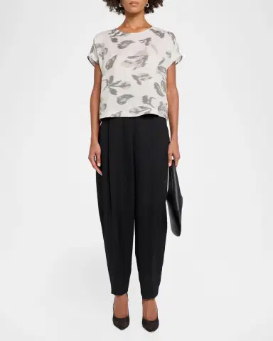Emporio Armani Boxy Floral-Print Linen Blouse | Thumbnail 2 Emporio Armani Boxy Floral-Print Linen Blouse | Thumbnail 2