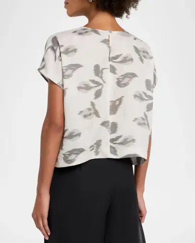 Emporio Armani Boxy Floral-Print Linen Blouse | Thumbnail 3 Emporio Armani Boxy Floral-Print Linen Blouse | Thumbnail 3