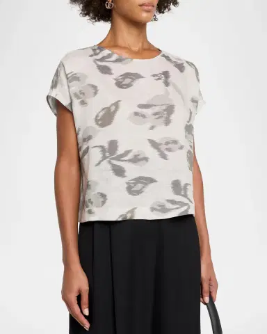 Emporio Armani Boxy Floral-Print Linen Blouse | Thumbnail 4 Emporio Armani Boxy Floral-Print Linen Blouse | Thumbnail 4