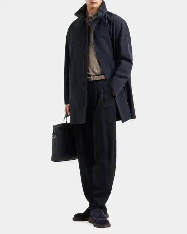 Giorgio Armani Men's Nylon Stretch Caban Coat | Thumbnail 2 Giorgio Armani Men's Nylon Stretch Caban Coat | Thumbnail 2