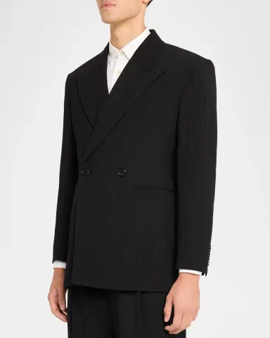Saint Laurent Men's Chalk Stripe Wool Double-Breasted Sport Coat | Thumbnail 4 Saint Laurent Men's Chalk Stripe Wool Double-Breasted Sport Coat | Thumbnail 4