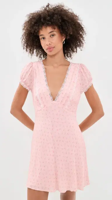 LoveShackFancy Yasmin Mini Dress Calico Peach | Thumbnail 2 LoveShackFancy Yasmin Mini Dress Calico Peach | Thumbnail 2