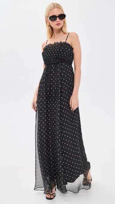 Zimmermann Frill Pleated Midi Dress Black Dot | Thumbnail 5 Zimmermann Frill Pleated Midi Dress Black Dot | Thumbnail 5