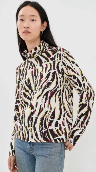 Proenza Schouler White Label Printed Soft Twill Ansel Top Acid Multi | Thumbnail 2 Proenza Schouler White Label Printed Soft Twill Ansel Top Acid Multi | Thumbnail 2