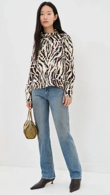 Proenza Schouler White Label Printed Soft Twill Ansel Top Acid Multi | Thumbnail 5 Proenza Schouler White Label Printed Soft Twill Ansel Top Acid Multi | Thumbnail 5