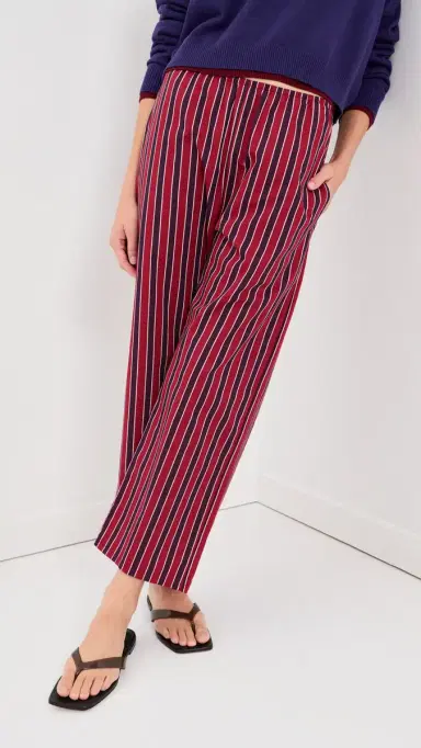 LE BOP Kelsey Cropped id Rise Pants Red/Navy Stripe | Thumbnail 2 LE BOP Kelsey Cropped id Rise Pants Red/Navy Stripe | Thumbnail 2