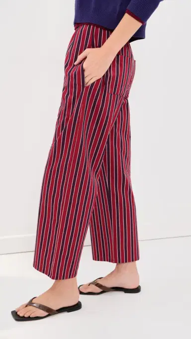 LE BOP Kelsey Cropped id Rise Pants Red/Navy Stripe | Thumbnail 4 LE BOP Kelsey Cropped id Rise Pants Red/Navy Stripe | Thumbnail 4