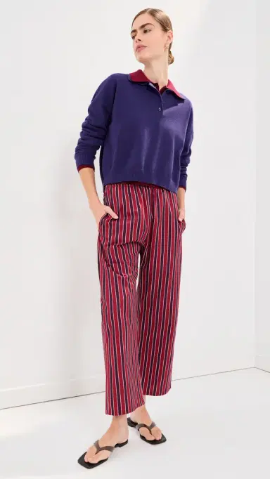 LE BOP Kelsey Cropped id Rise Pants Red/Navy Stripe | Thumbnail 5 LE BOP Kelsey Cropped id Rise Pants Red/Navy Stripe | Thumbnail 5