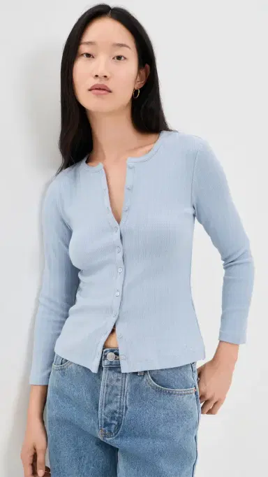RE/DONE Jane Pointelle Tee Bluebell | Thumbnail 2 RE/DONE Jane Pointelle Tee Bluebell | Thumbnail 2