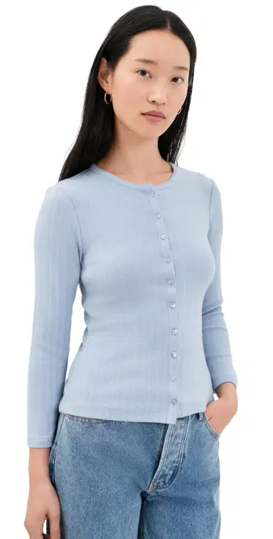 RE/DONE Jane Pointelle Tee Bluebell | Thumbnail 1 RE/DONE Jane Pointelle Tee Bluebell | Thumbnail 1