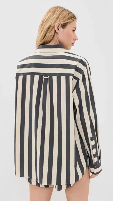 Solid & Striped The Avril Button Down Shirt Noir/Khaki tripe | Thumbnail 3 Solid & Striped The Avril Button Down Shirt Noir/Khaki tripe | Thumbnail 3