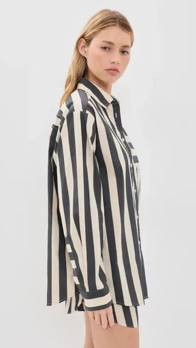 Solid & Striped The Avril Button Down Shirt Noir/Khaki tripe | Thumbnail 4 Solid & Striped The Avril Button Down Shirt Noir/Khaki tripe | Thumbnail 4