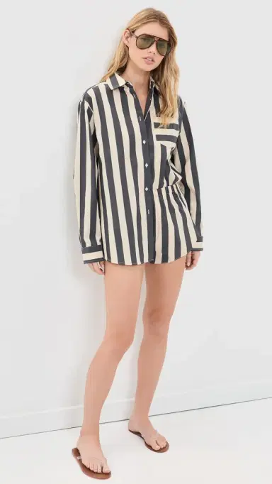 Solid & Striped The Avril Button Down Shirt Noir/Khaki tripe | Thumbnail 5 Solid & Striped The Avril Button Down Shirt Noir/Khaki tripe | Thumbnail 5