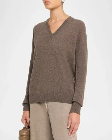 The Row Phora Lightweight Cashmere V-Neck Sweater | Thumbnail 4 The Row Phora Lightweight Cashmere V-Neck Sweater | Thumbnail 4