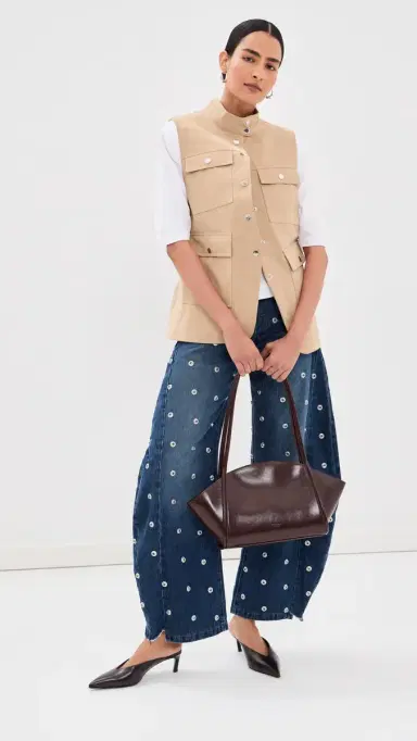 A.W.A.K.E. MODE A. W.A. K.E. MODE Studded Jeans with Side Inserts Blue | Thumbnail 2 A.W.A.K.E. MODE A. W.A. K.E. MODE Studded Jeans with Side Inserts Blue | Thumbnail 2