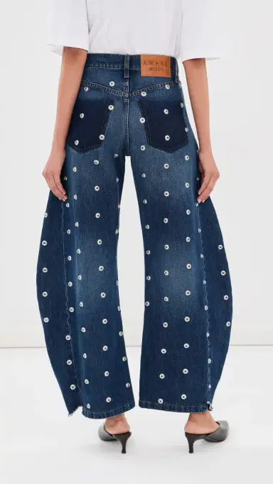 A.W.A.K.E. MODE A. W.A. K.E. MODE Studded Jeans with Side Inserts Blue | Thumbnail 4 A.W.A.K.E. MODE A. W.A. K.E. MODE Studded Jeans with Side Inserts Blue | Thumbnail 4