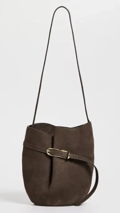 Liffner Belted Bucket Bag Dark Brown Ostrich Emboss One Size | Thumbnail 2 Liffner Belted Bucket Bag Dark Brown Ostrich Emboss One Size | Thumbnail 2