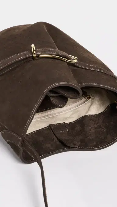 Liffner Belted Bucket Bag Dark Brown Ostrich Emboss One Size | Thumbnail 6 Liffner Belted Bucket Bag Dark Brown Ostrich Emboss One Size | Thumbnail 6