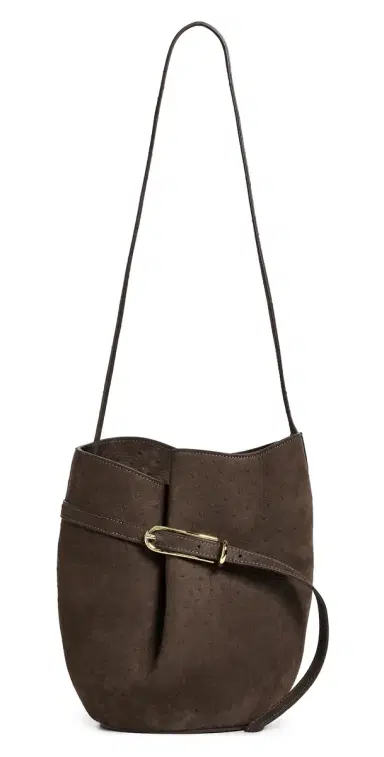 Liffner Belted Bucket Bag Dark Brown Ostrich Emboss One Size | Thumbnail 1 Liffner Belted Bucket Bag Dark Brown Ostrich Emboss One Size | Thumbnail 1