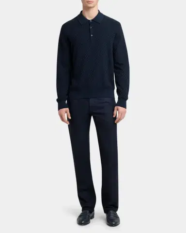 Brioni Men's Cotton and Cashmere Jacquard Polo Sweater | Thumbnail 2 Brioni Men's Cotton and Cashmere Jacquard Polo Sweater | Thumbnail 2