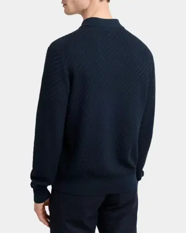Brioni Men's Cotton and Cashmere Jacquard Polo Sweater | Thumbnail 3 Brioni Men's Cotton and Cashmere Jacquard Polo Sweater | Thumbnail 3