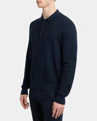 Brioni Men's Cotton and Cashmere Jacquard Polo Sweater | Thumbnail 4 Brioni Men's Cotton and Cashmere Jacquard Polo Sweater | Thumbnail 4