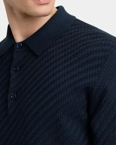 Brioni Men's Cotton and Cashmere Jacquard Polo Sweater | Thumbnail 5 Brioni Men's Cotton and Cashmere Jacquard Polo Sweater | Thumbnail 5