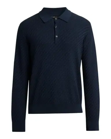 Brioni Men's Cotton and Cashmere Jacquard Polo Sweater | Thumbnail 1 Brioni Men's Cotton and Cashmere Jacquard Polo Sweater | Thumbnail 1