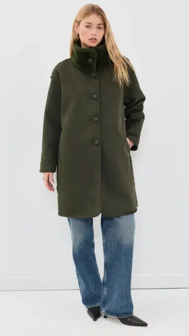 Velvet Faux Suede Yves Coat Hunter Green | Thumbnail 2 Velvet Faux Suede Yves Coat Hunter Green | Thumbnail 2