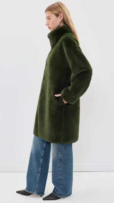 Velvet Faux Suede Yves Coat Hunter Green | Thumbnail 4 Velvet Faux Suede Yves Coat Hunter Green | Thumbnail 4