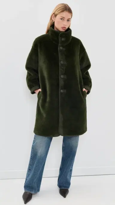 Velvet Faux Suede Yves Coat Hunter Green | Thumbnail 5 Velvet Faux Suede Yves Coat Hunter Green | Thumbnail 5