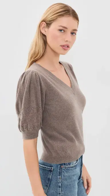 Ulla Johnson Reina uff Cashmere Top Driftwood | Thumbnail 4 Ulla Johnson Reina uff Cashmere Top Driftwood | Thumbnail 4