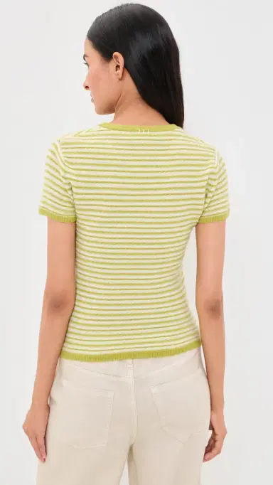 White + Warren Cashmere triped Tee Citronelle tripe | Thumbnail 3 White + Warren Cashmere triped Tee Citronelle tripe | Thumbnail 3