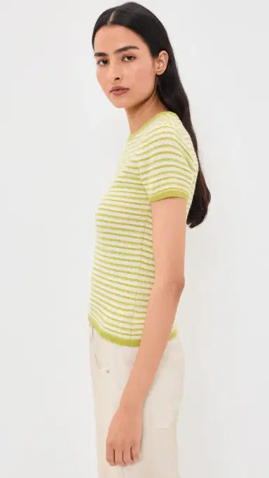 White + Warren Cashmere triped Tee Citronelle tripe | Thumbnail 4 White + Warren Cashmere triped Tee Citronelle tripe | Thumbnail 4