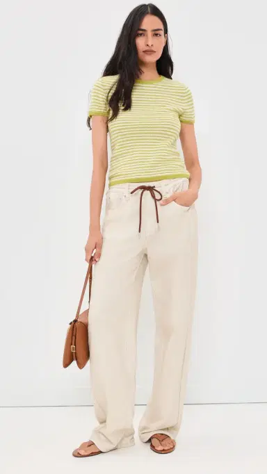 White + Warren Cashmere triped Tee Citronelle tripe | Thumbnail 5 White + Warren Cashmere triped Tee Citronelle tripe | Thumbnail 5