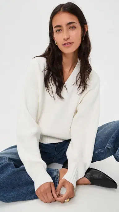 Pistola Nika Heavyweight V Neck Sweater White | Thumbnail 2 Pistola Nika Heavyweight V Neck Sweater White | Thumbnail 2