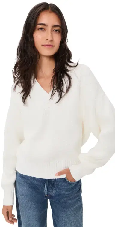 Pistola Nika Heavyweight V Neck Sweater White | Thumbnail 1 Pistola Nika Heavyweight V Neck Sweater White | Thumbnail 1