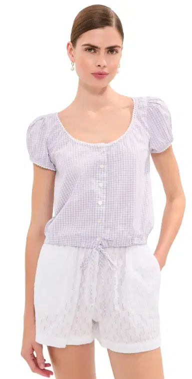 LE BOP Babydoll Blouse ilac Gingham | Thumbnail 1 LE BOP Babydoll Blouse ilac Gingham | Thumbnail 1
