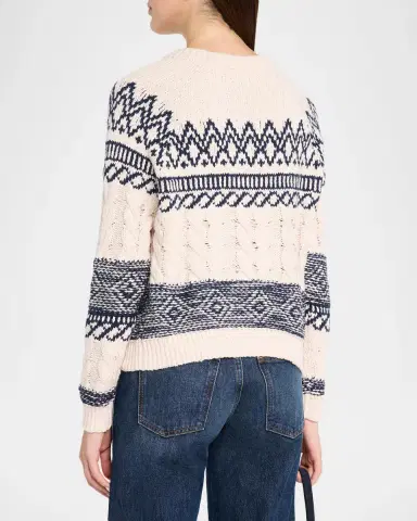 Autumn Cashmere Cable-Knit Fair Isle Cotton Sweater | Thumbnail 3 Autumn Cashmere Cable-Knit Fair Isle Cotton Sweater | Thumbnail 3