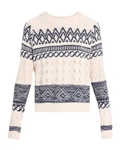 Autumn Cashmere Cable-Knit Fair Isle Cotton Sweater | Thumbnail 1 Autumn Cashmere Cable-Knit Fair Isle Cotton Sweater | Thumbnail 1