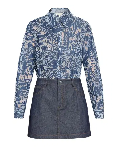 Ramy Brook June Butterfly Burnout & Denim Mini Dress | Thumbnail 1 Ramy Brook June Butterfly Burnout & Denim Mini Dress | Thumbnail 1