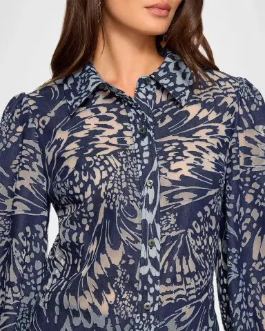 Ramy Brook Joy Blouson-Sleeve Butterfly Burnout Blouse | Thumbnail 4 Ramy Brook Joy Blouson-Sleeve Butterfly Burnout Blouse | Thumbnail 4