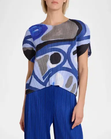 Issey Miyake Roll Printed Plisse Short-Sleeve Top | Thumbnail 4 Issey Miyake Roll Printed Plisse Short-Sleeve Top | Thumbnail 4