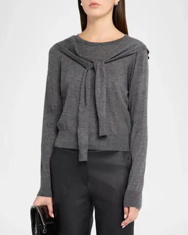 Autumn Cashmere Cashmere Draped Crewneck Sweater | Thumbnail 4 Autumn Cashmere Cashmere Draped Crewneck Sweater | Thumbnail 4